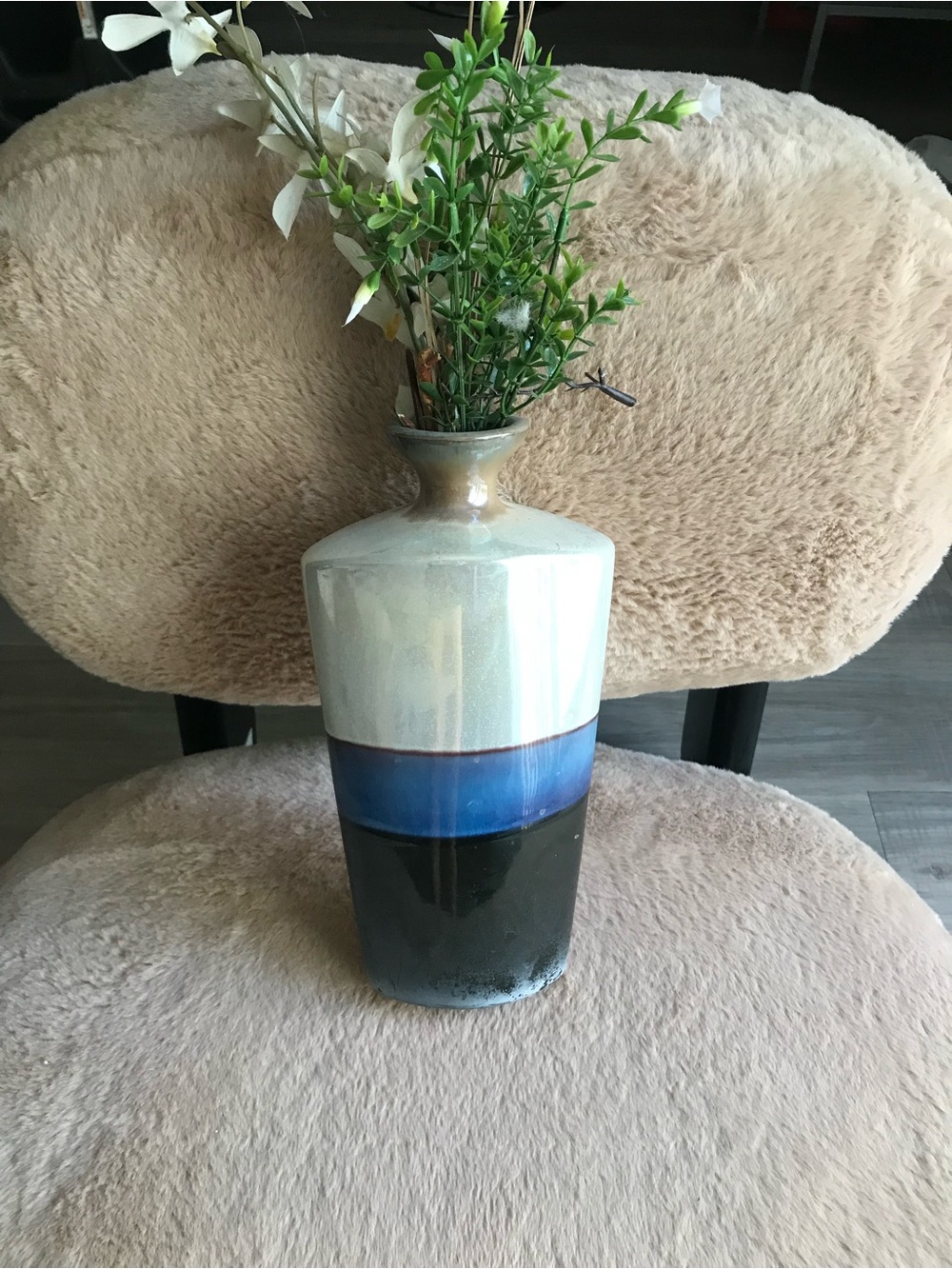 Ceramic Gradient Blue and Black Decorative Vase - Home Accents